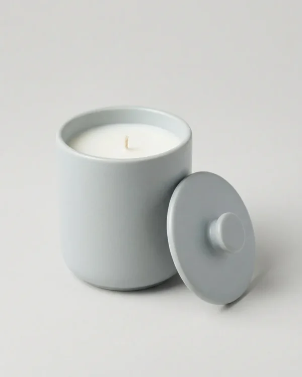 Brume, pot en grès gris bleuté à couvercle